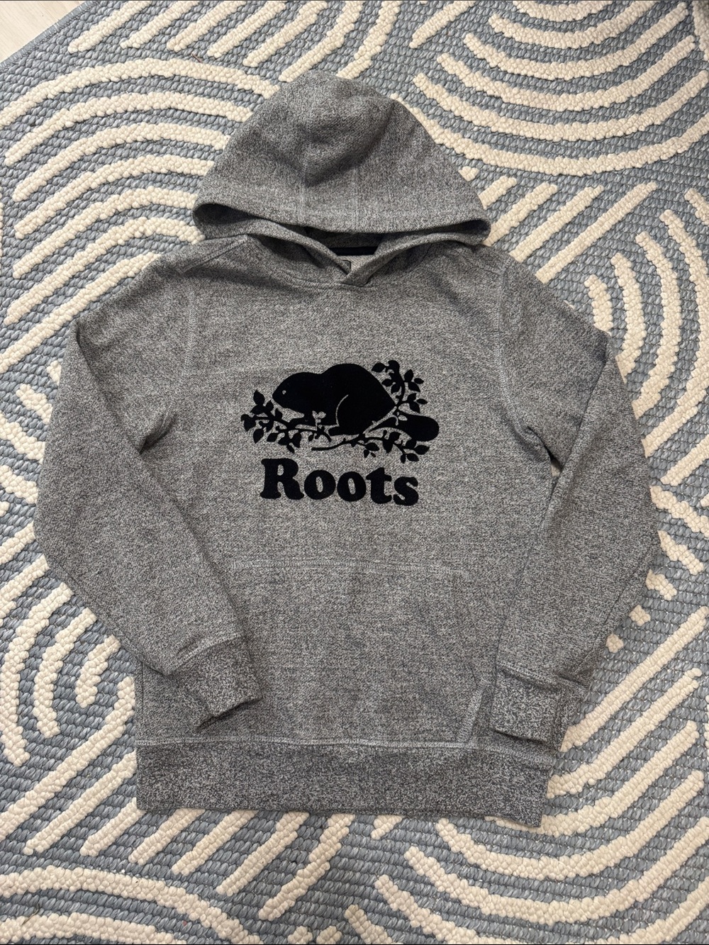 Roots Kids Canada Beaver Logo Hoodie Gray XXL 13-14 Years